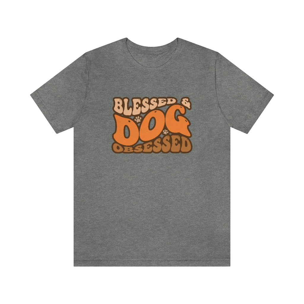 Blessed and Dog Obsessed Tee in heather grey