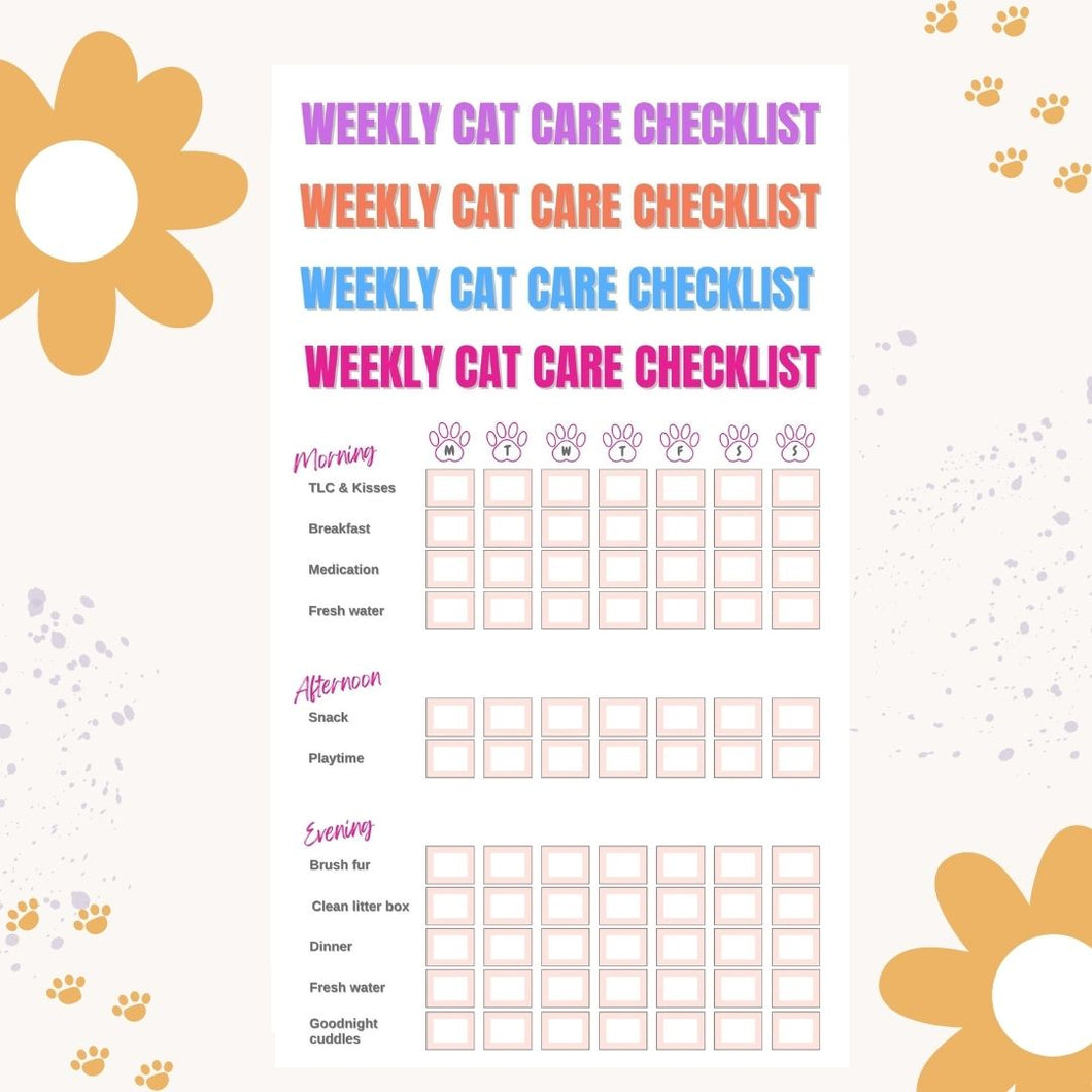 Digital Weekly Cat Care Checklist