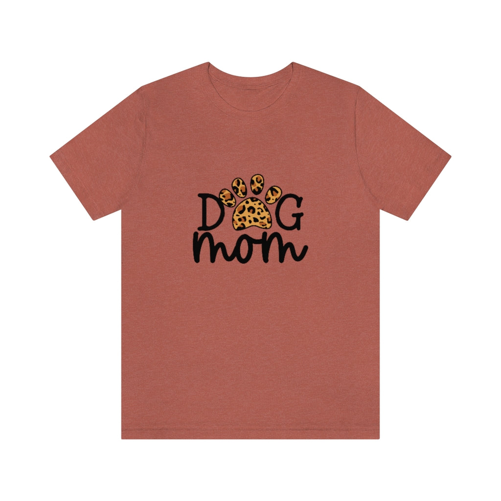 Dog Mom Leopard Paw Tee in heather clay