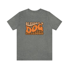 Load image into Gallery viewer, Blessed and Dog Obsessed Tee in heather grey
