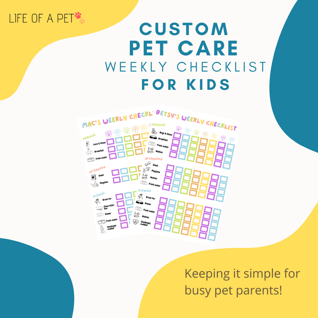Custom Digital Weekly Pet Care Checklist for Kids
