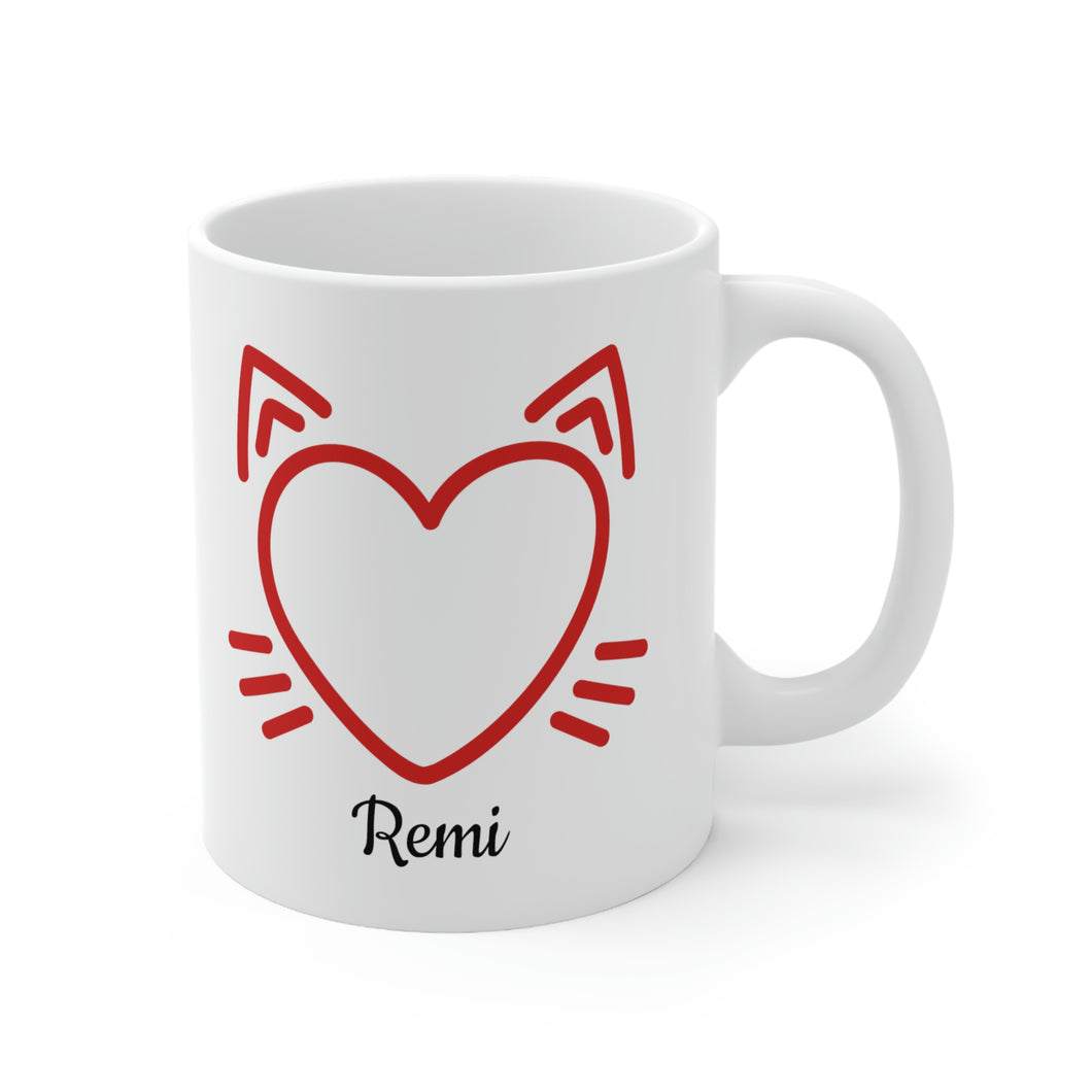 Custom Cat Heart Mug