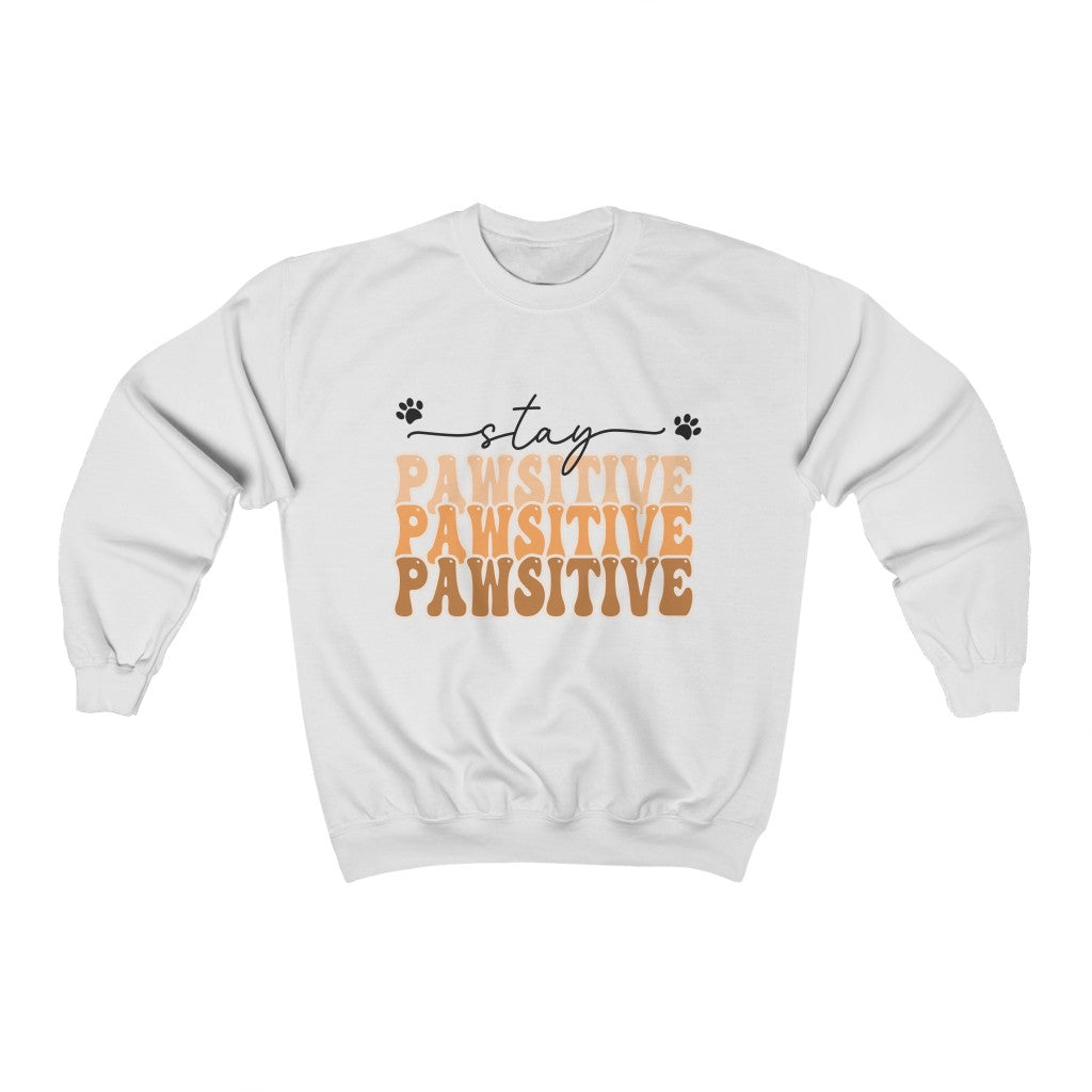 Stay Pawsitive white sweatshirt
