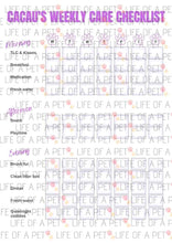 Load image into Gallery viewer, Custom cat care schedule in purple

