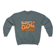 Load image into Gallery viewer, Blessed &amp; Dog Obsessed Sweatshirt in dark heather
