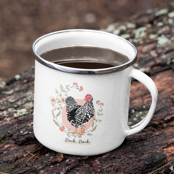 custom chicken coffee enamel mug