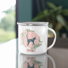 Load image into Gallery viewer, enamel mug with cat
