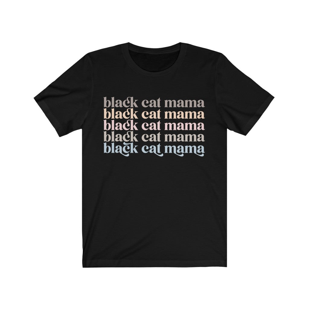Black Cat mama retro pastel tshirt
